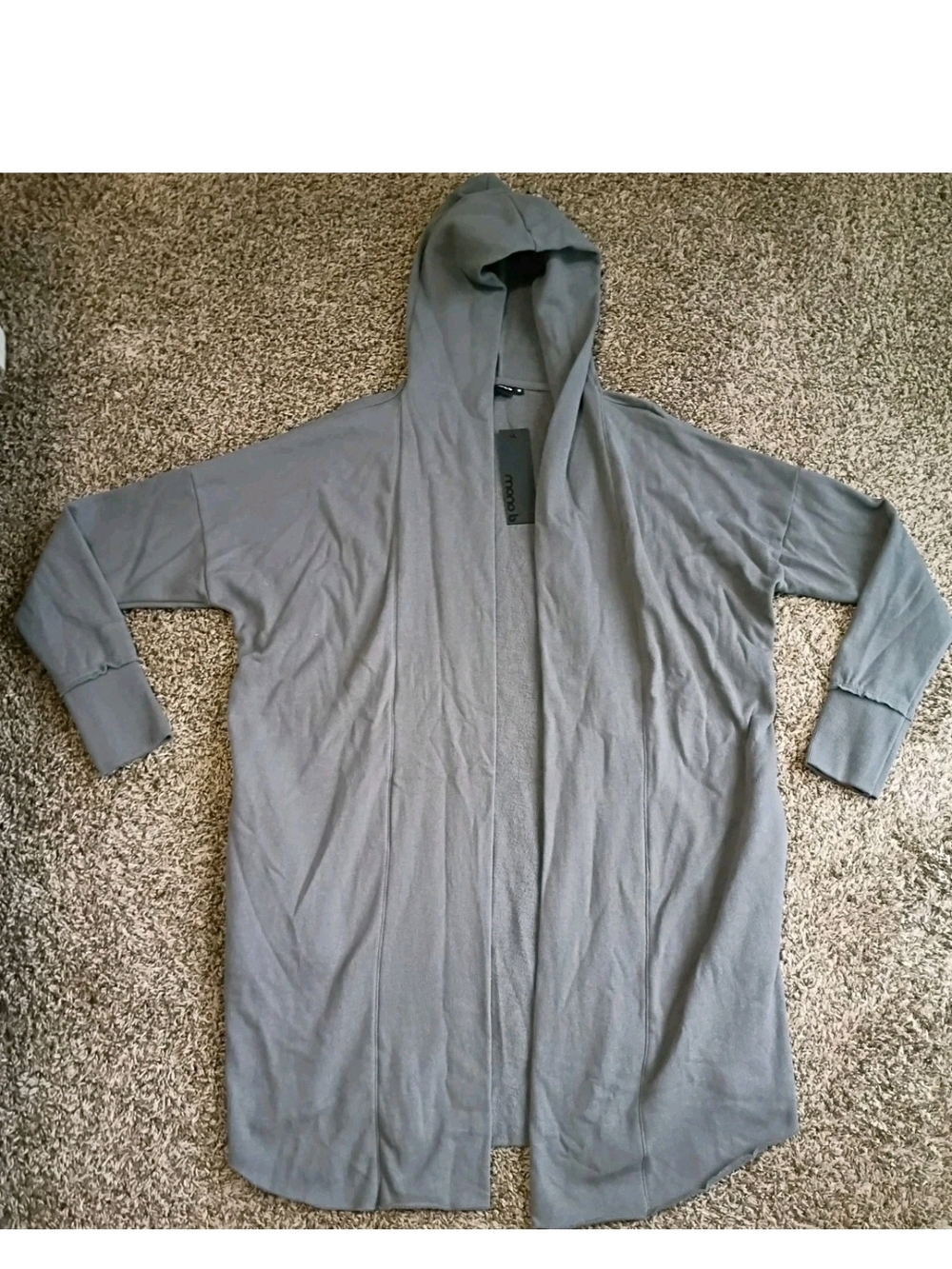 Mono B Long-Lined Hooded Cardigan With Pockets SZ M Casual Yoga Comfortable